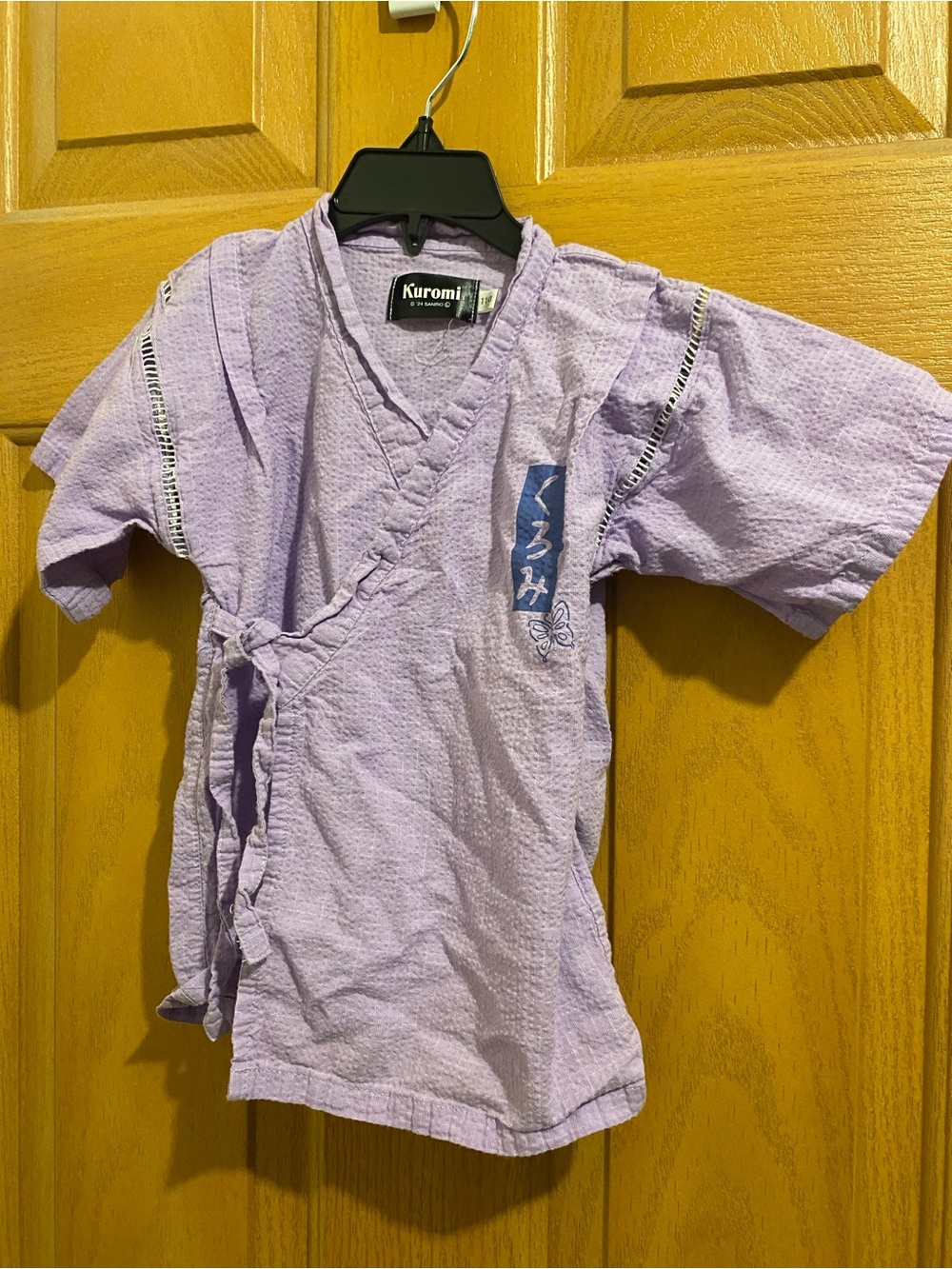 Kuromi Lilac Short Sleeve Kids Kimono-Style Top